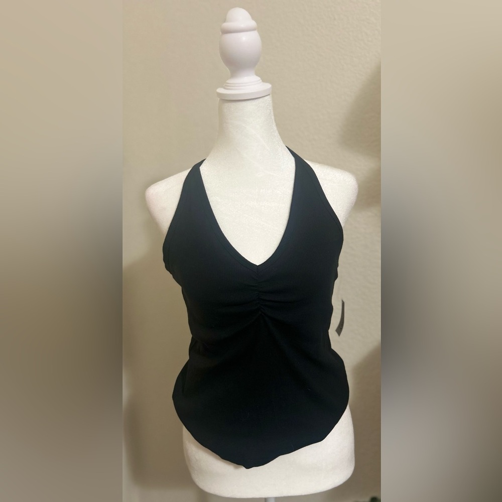 Old Navy Black & Red Halter Top (racer back w built in bra)